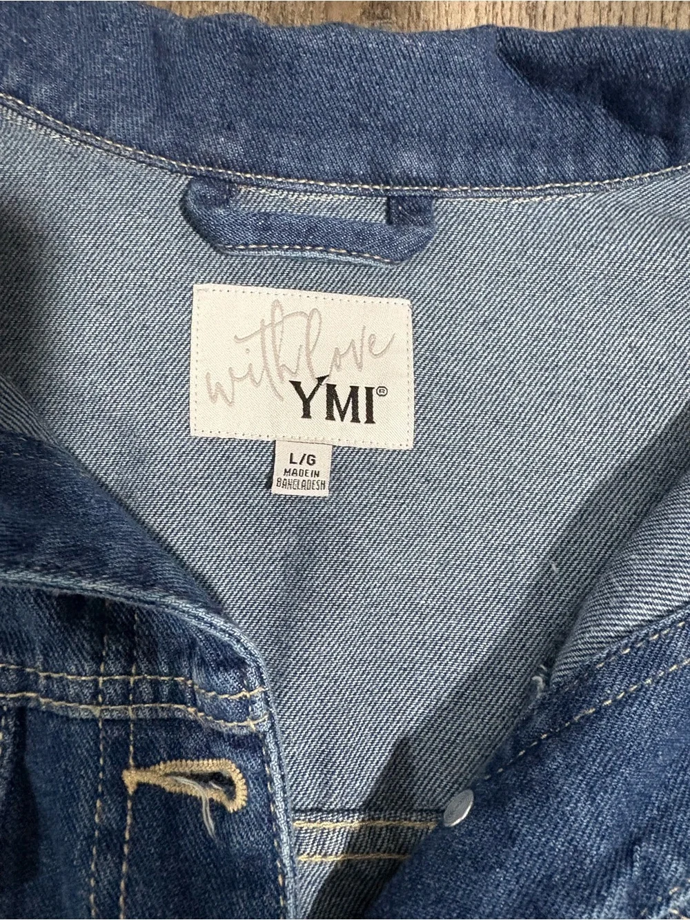 YMI Blue Cropped Denim Jacket with Raw Hem